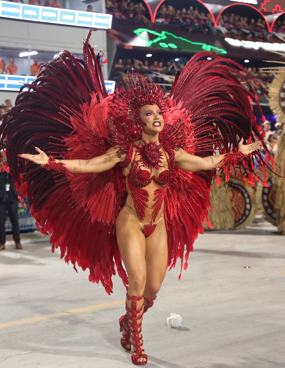 Tapa-sexo de Virginia descola durante desfile da Grande Rio — Foto: Anderson Nordê / AgNews