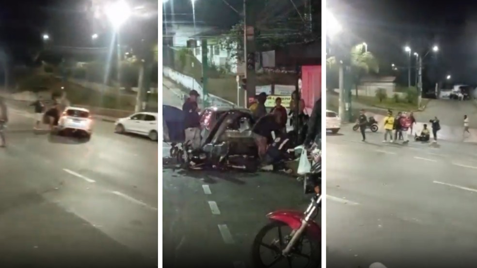 Pedestres filmaram momento após o motorista atingir seis pessoas na Grande BH — Foto: TV Globo/Reprodução