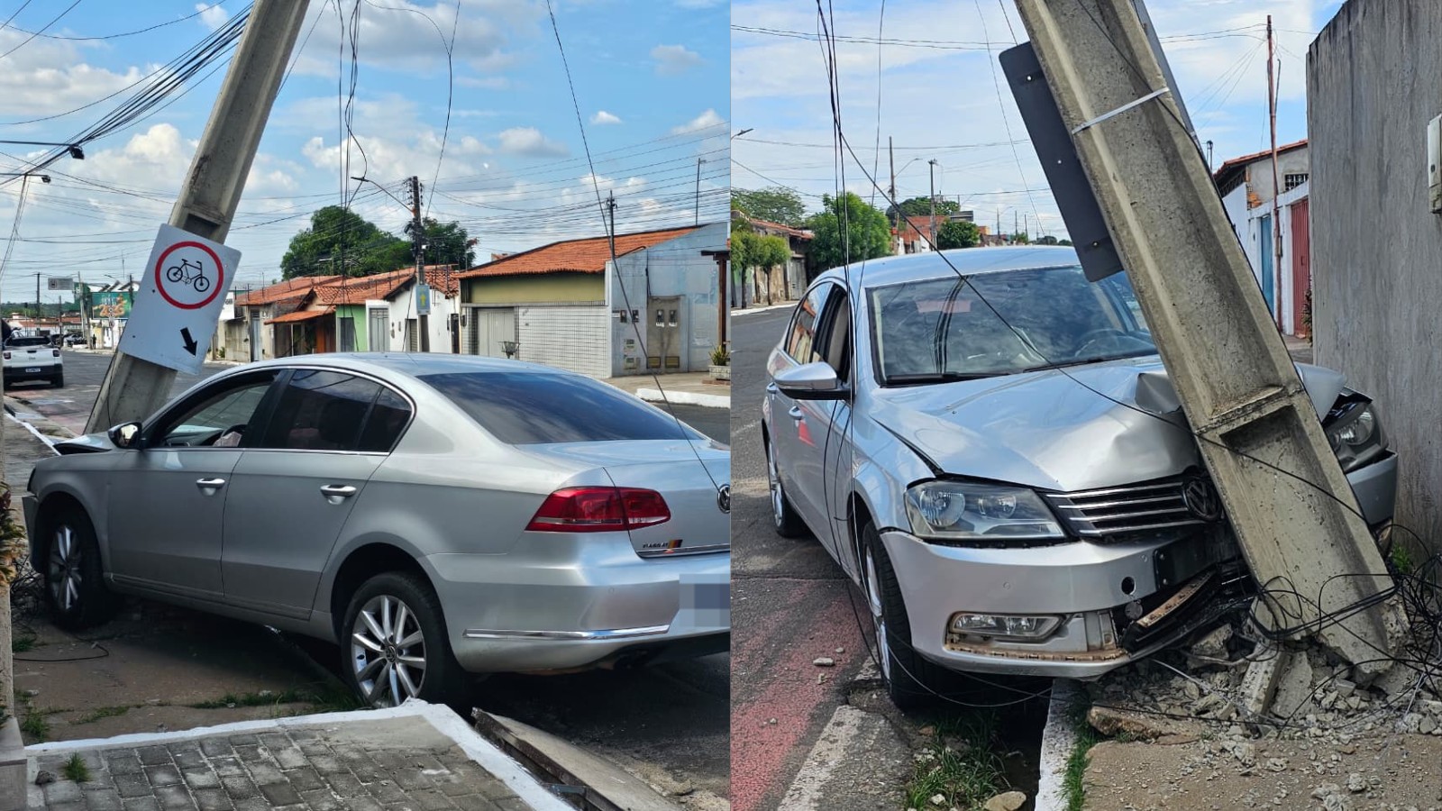 Motorista bate carro contra poste em Teresina e deixa local