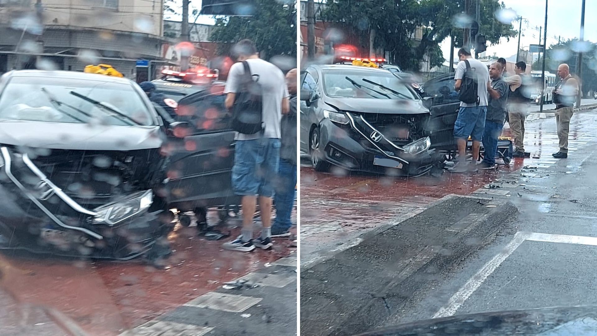 Criança e mulher ficam feridas após acidente entre dois carros em Santos, SP 