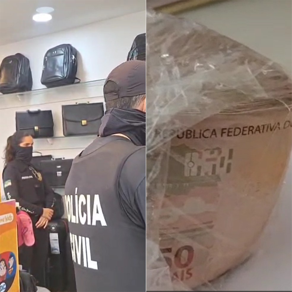 Polícia cumpriu mandado em lojas e apreendeu dinheiro — Foto: Divulgação