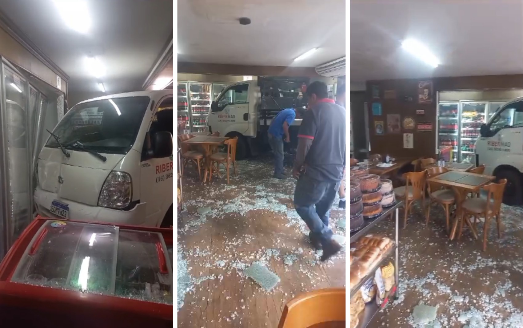 Vídeo mostra caminhão desgovernado invadindo padaria em Ribeirão Preto, SP