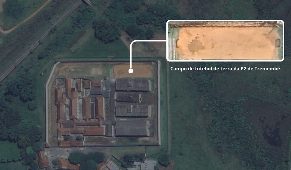 Campo de futebol de terra da P2 de Tremembé — Foto: Reprodução/Google