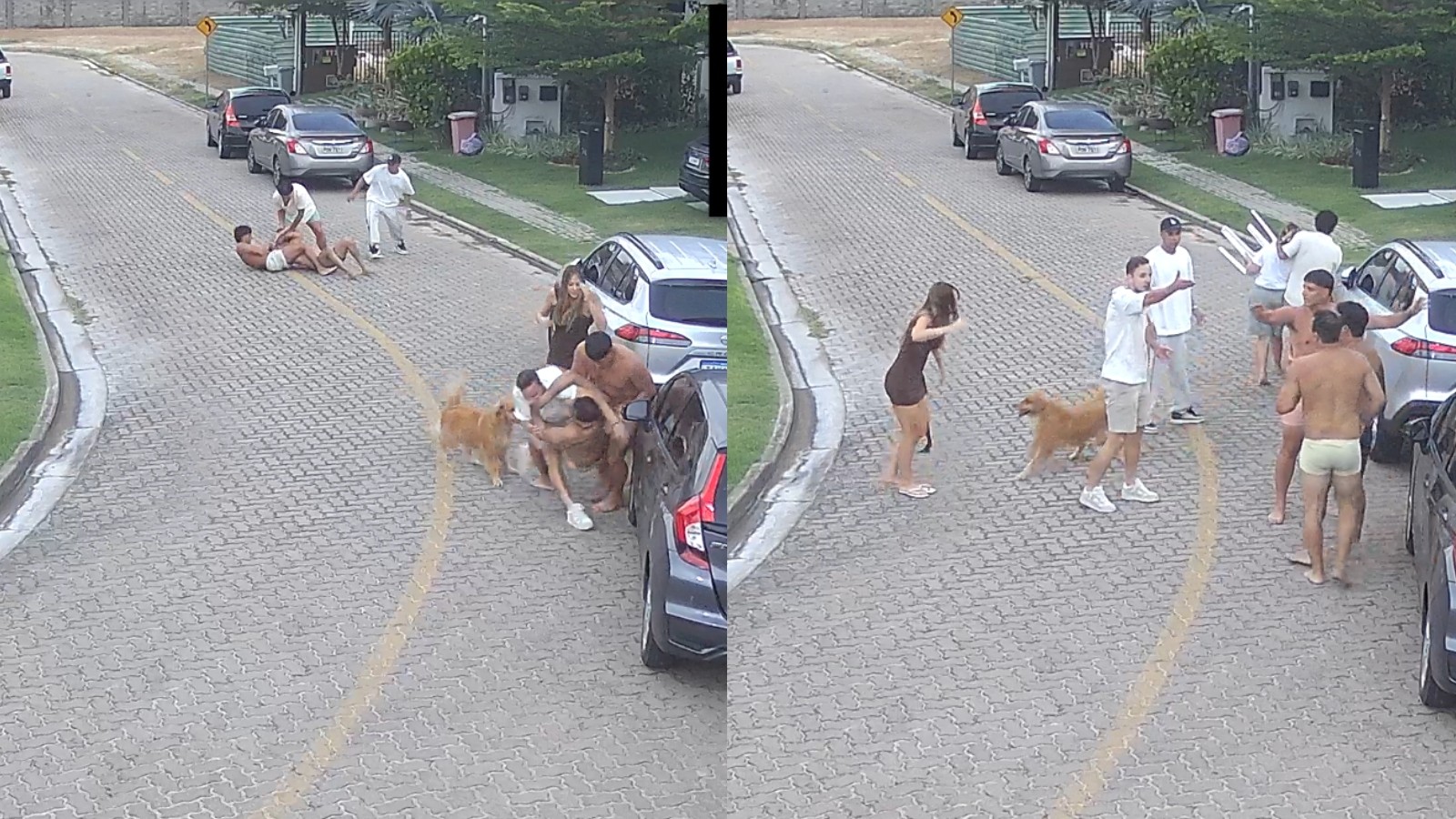 Vídeo mostra briga generalizada envolvendo jogadores do Fortaleza e vizinhos após reclamação de som alto