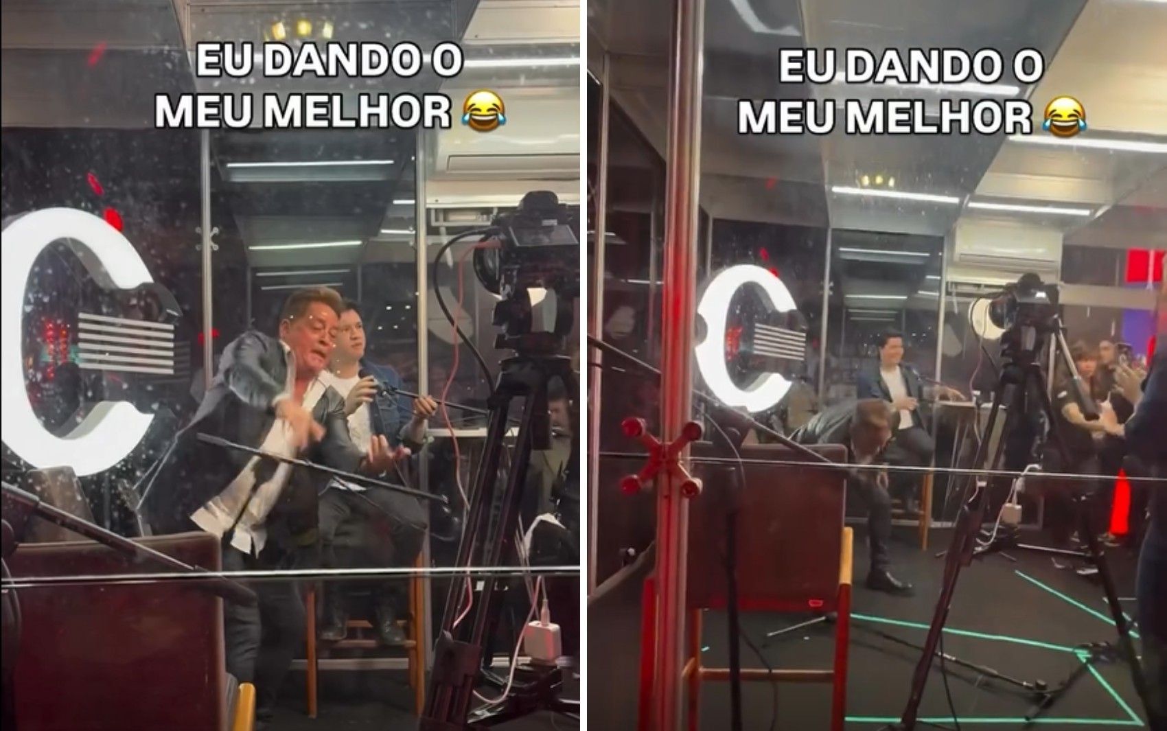 Leonardo faz piada ao postar vídeo derrubando microfone: ‘Eu dando o meu melhor’