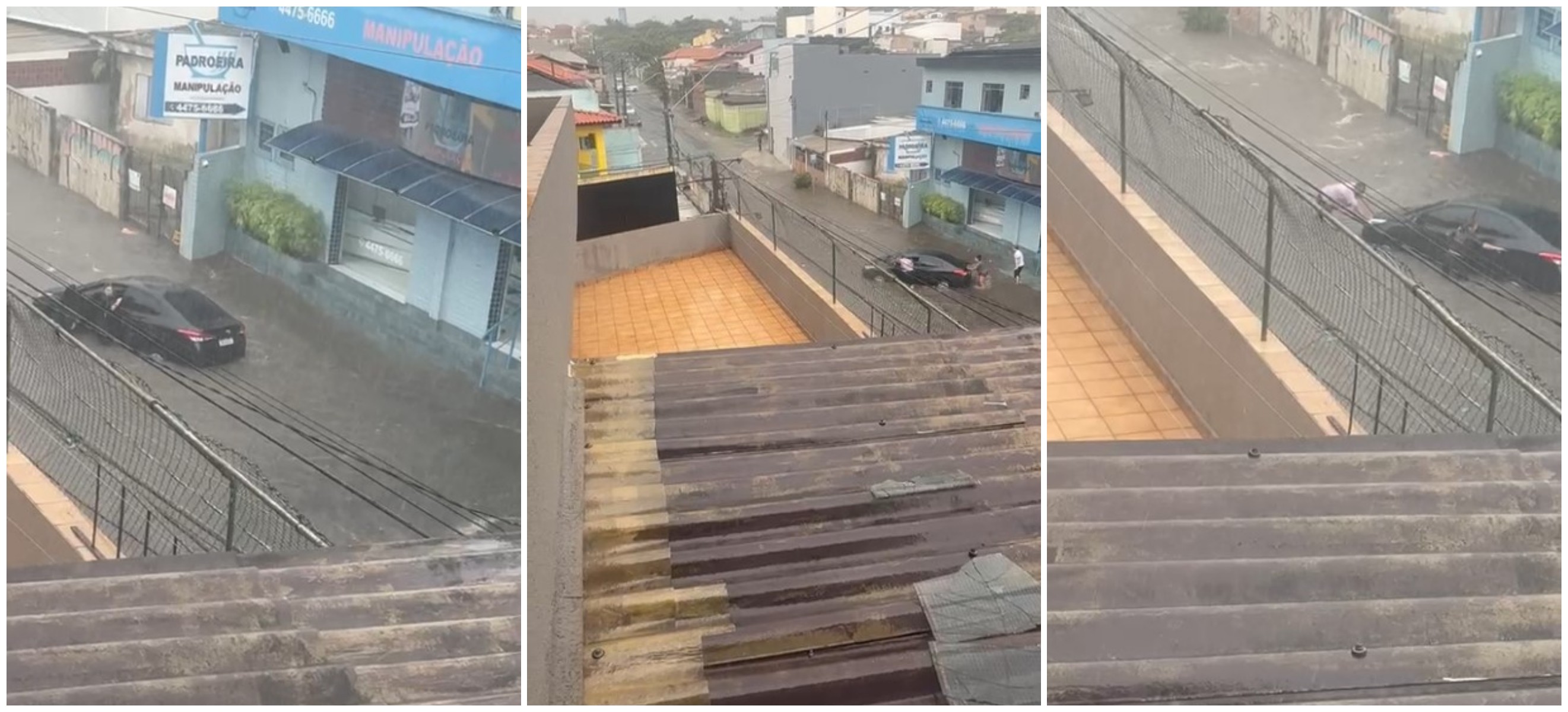 VÍDEO: mulher fica presa em carro durante enxurrada em Santo André e recebe ajuda de moradores