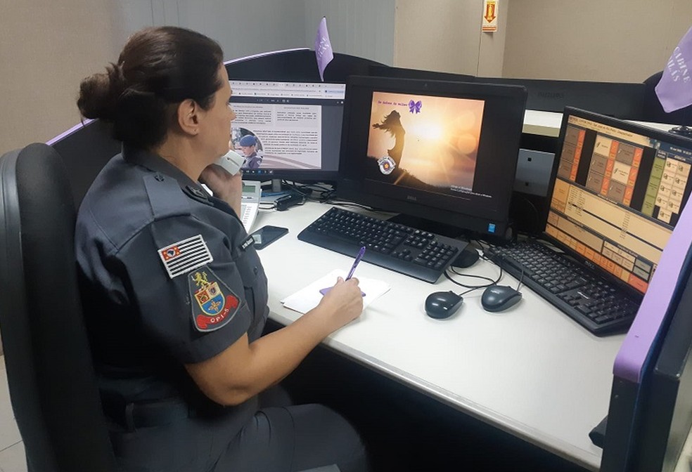 Cabine Lilás, da PM, é uma das medidas de proteção às mulheres no estado de SP — Foto: Governo de SP/Divulgação