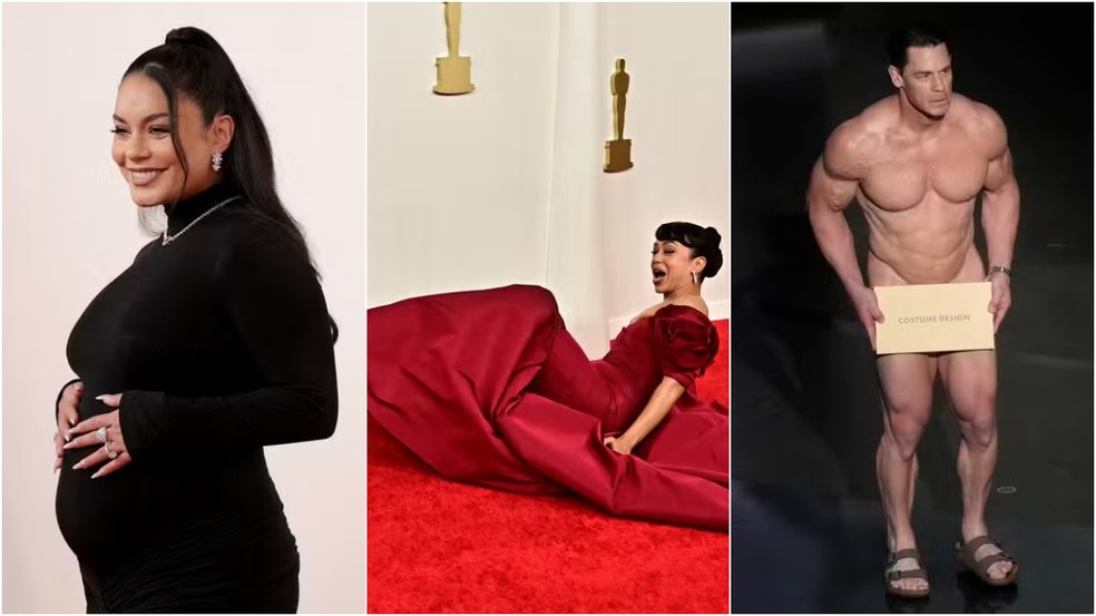 Gravidez, tombo, peladão no Oscar — Foto: Reprodução
