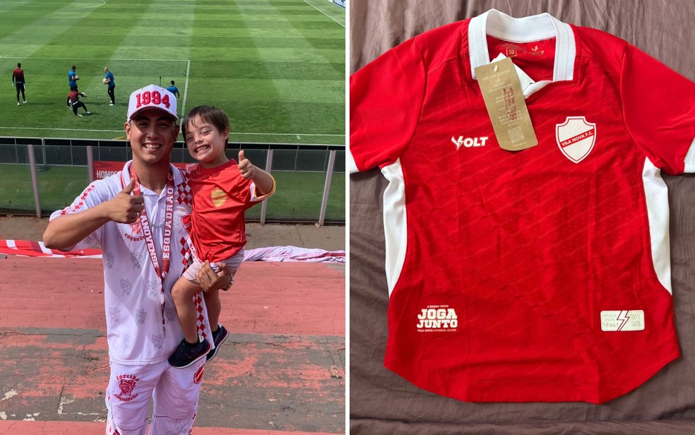 Camiseta do Vila Nova enviada para Enzo por jogador — Foto: Arquivo pessoal/João Vitor Fernandes da Silva