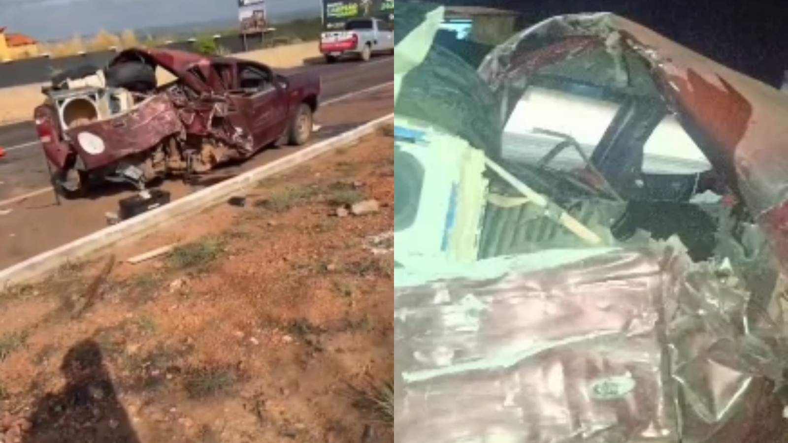 Acidente entre caminhonetes deixa cinco feridos no Sudoeste do Piauí; vídeos mostram veículos destruídos após colisão