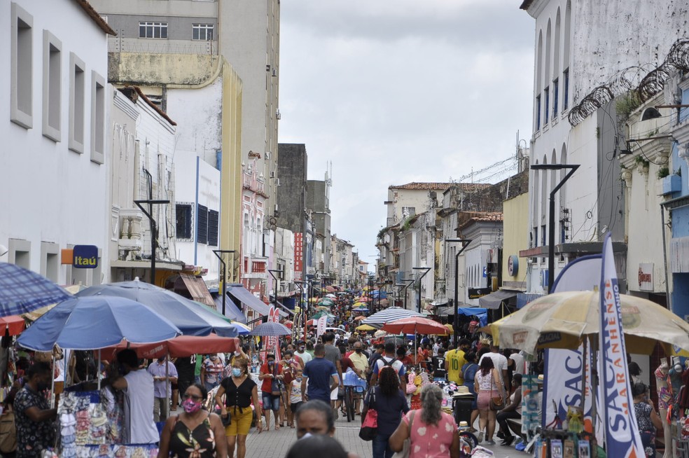 Rua Grande, principal centro de comércio de São Luís. — Foto: Matheus Soares / Grupo Mirante