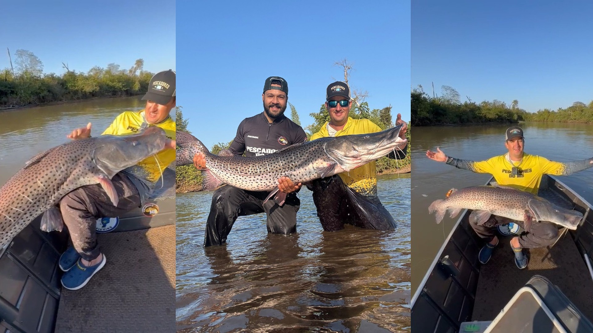 Empresário fisga peixe gigante de quase 1,60m e mostra briga para tirar 'monstro' de rio; veja vídeo