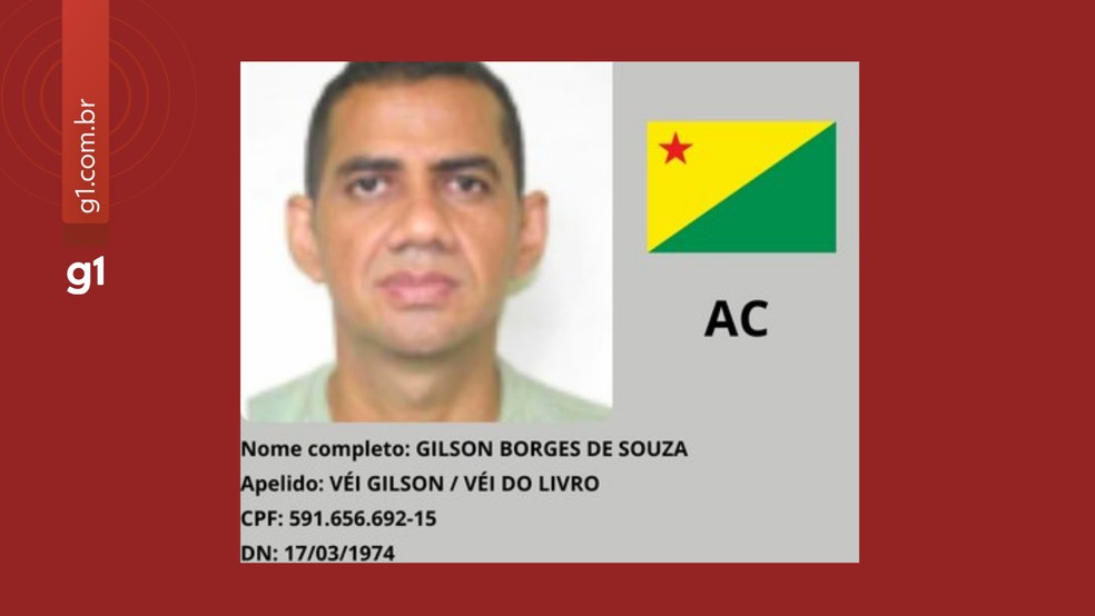 Gilson Borges de Souza, 51 anos - procurado pelo Ministério da Justiça — Foto: Reprodução/MJSP