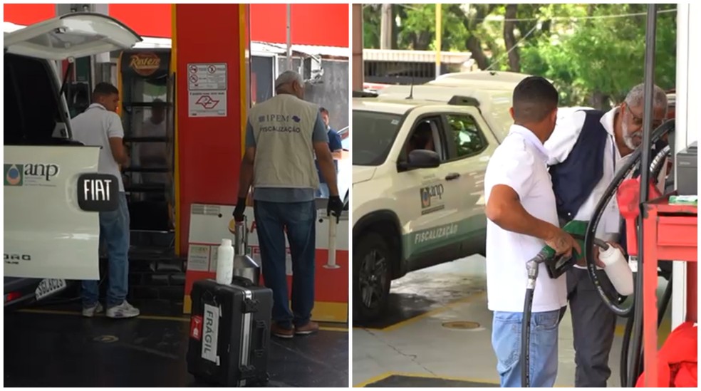 Posto suspeito de fornecer metanol é fiscalizado — Foto: Reprodução/TV Globo