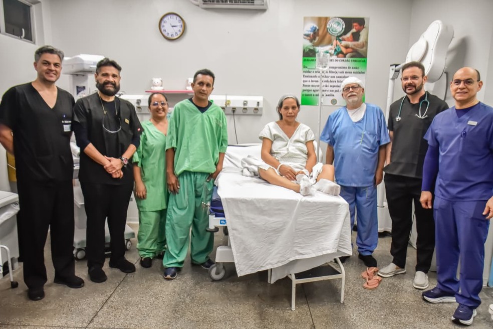 A dona de casa Francis Dalva Braga, moradora de Tefé, estava na 33ª semana de gestação de duas meninas e um menino. — Foto: Evandro Seixas/SES-AM