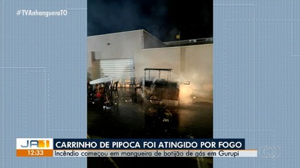 Carrinho de pipoca é atingido por fogo