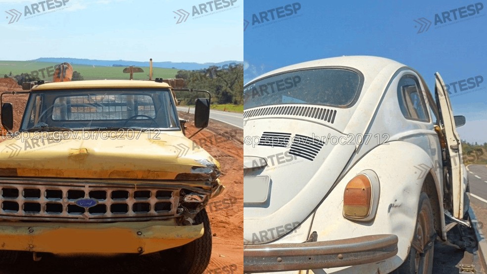 2 de 2
Motorista de Fusca morre ap&oacute;s bater em caminhonete em Santa Maria da Serra &mdash; Foto: Artesp/Reprodu&ccedil;&atilde;o