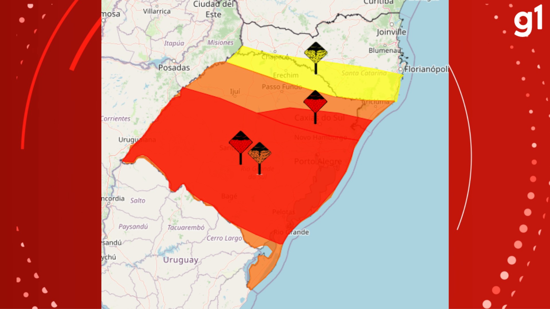 Alerta vermelho: Inmet coloca RS sob risco de acumulado de chuva