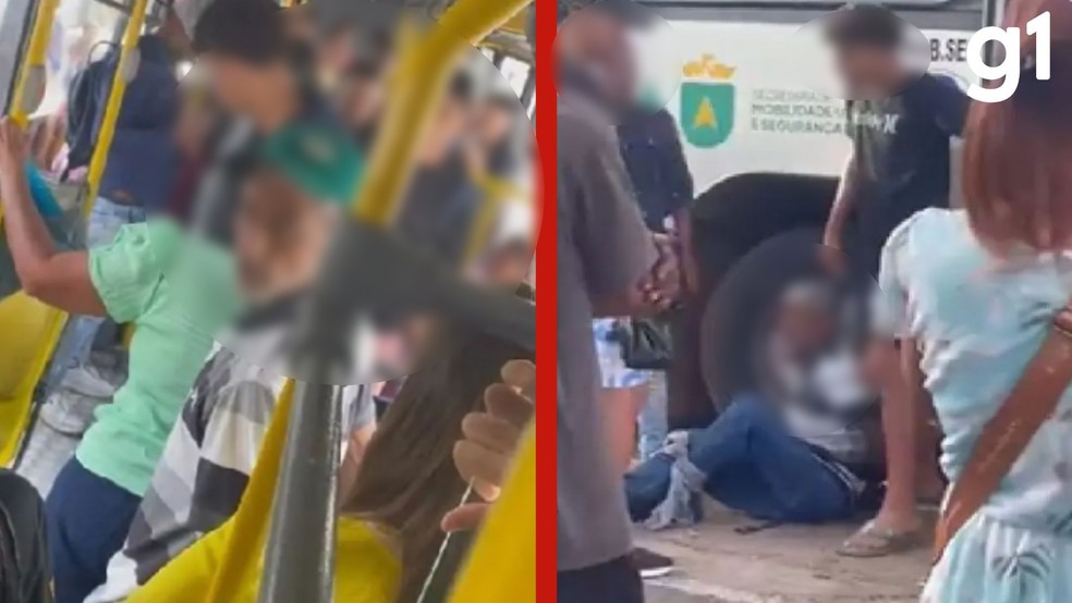 De acordo com a vítima, o homem começou a encostar nela enquanto estava de costas dentro do ônibus. — Foto: Reprodução