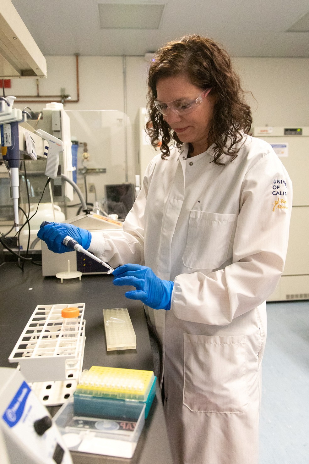 A geneticista Karen Miga no laboratório da Universidade da Califórnia, nos EUA. — Foto: Carolyn Lagattuta, UC Santa Cruz/Handout via REUTERS