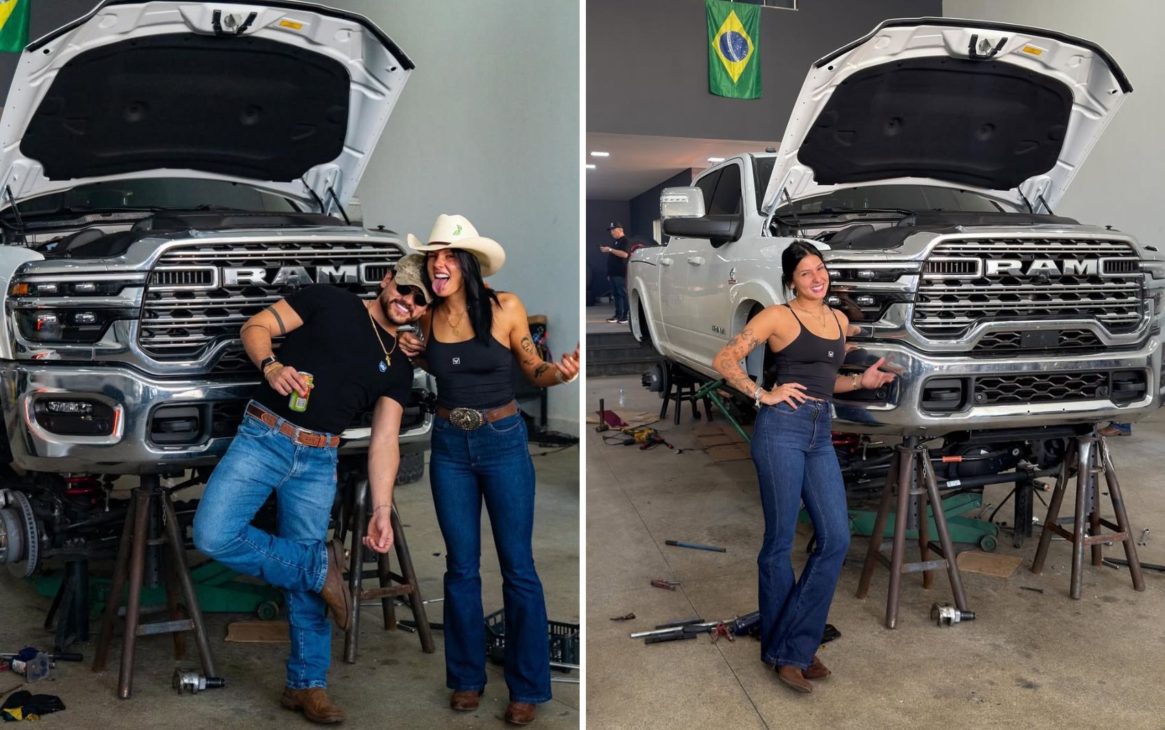 Ana Castela percorre cerca de 1 mil quilômetros de Ram para personalizar caminhonete em Goiás; veja imagens 
