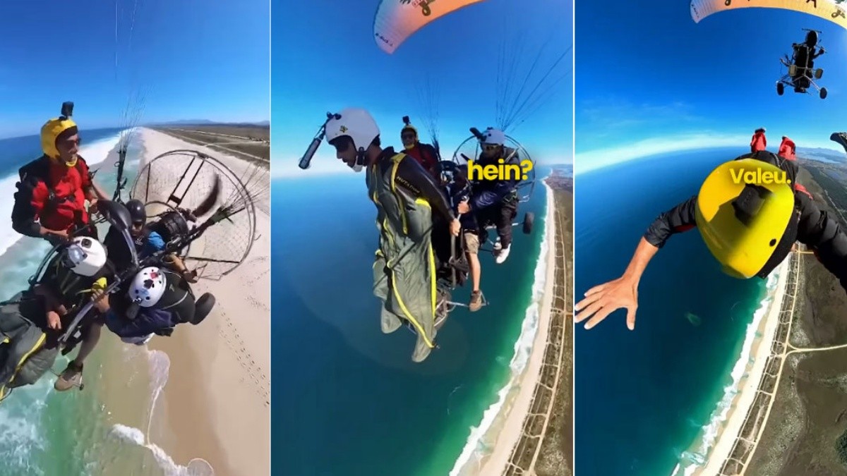 Gabriel Farrel saltou de paramotor a cerca de mil metros e chegou a acionar o paraquedas