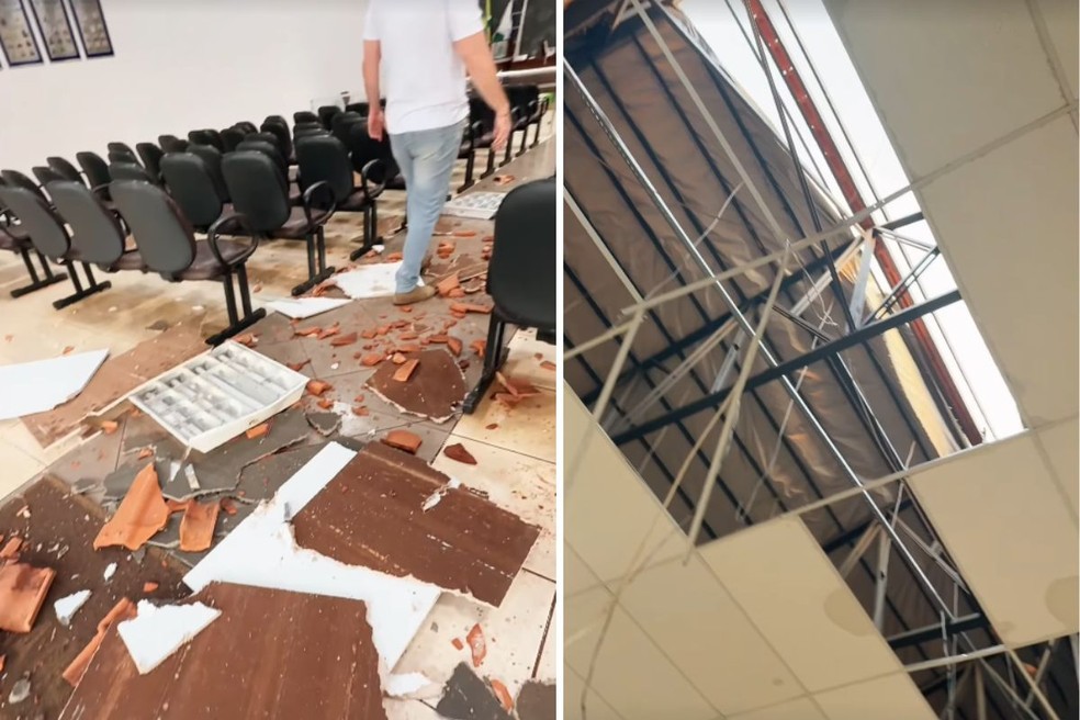 Câmara Municipal de Teodoro Sampaio é atingida por forte chuva — Foto: Reprodução/Redes sociais