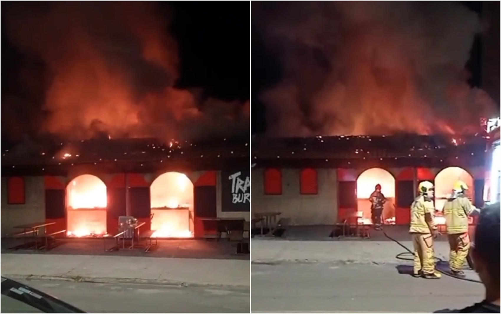 Hamburgueria fica destruída após incêndio em Poços de Caldas, MG