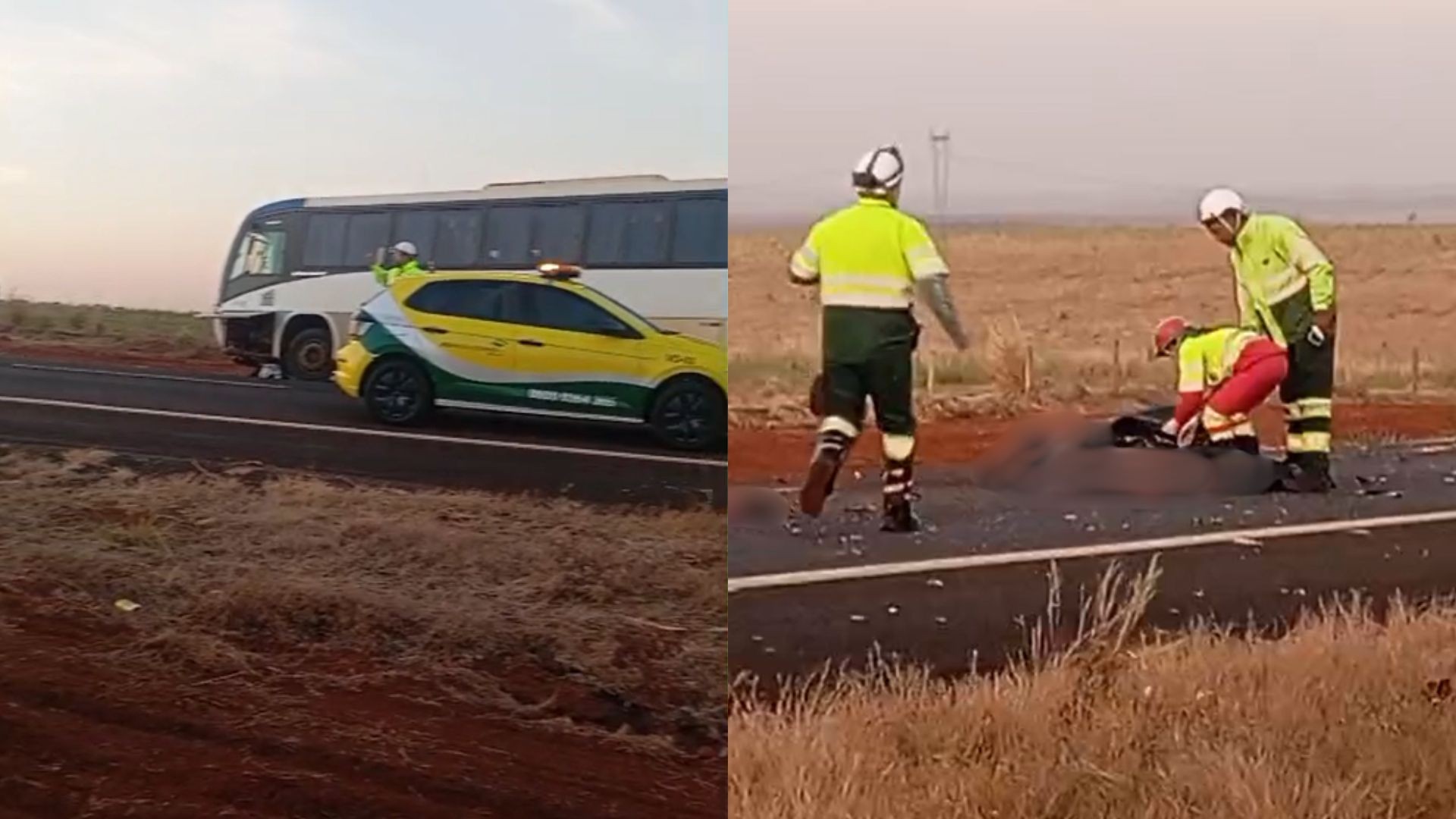 Batida entre ônibus e motocicleta deixa dois mortos na BR-365 em Santa Vitória