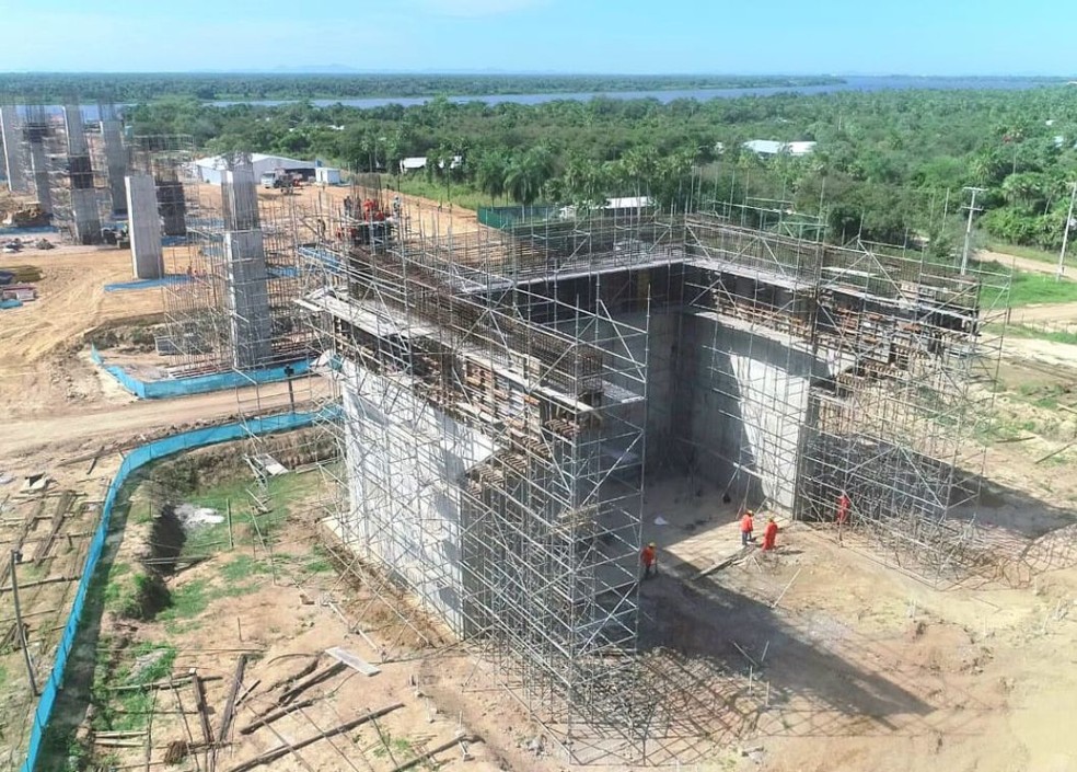 Obras da ponte da Bioceãnica seguem em rimo acelerado — Foto: MOPC/Divulgação