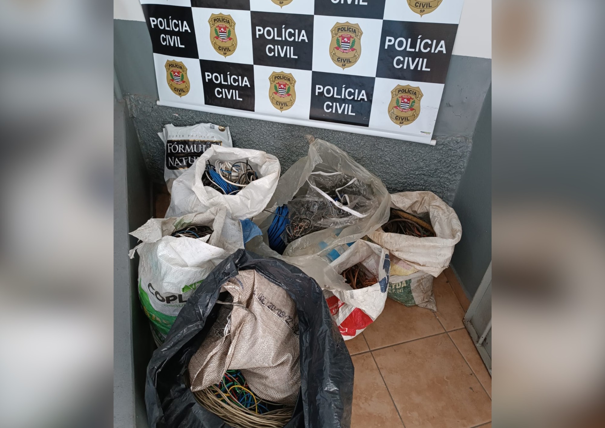 Polícia Civil apreende mais de 100 kg de fios de cobre e prende suspeito em Conchas