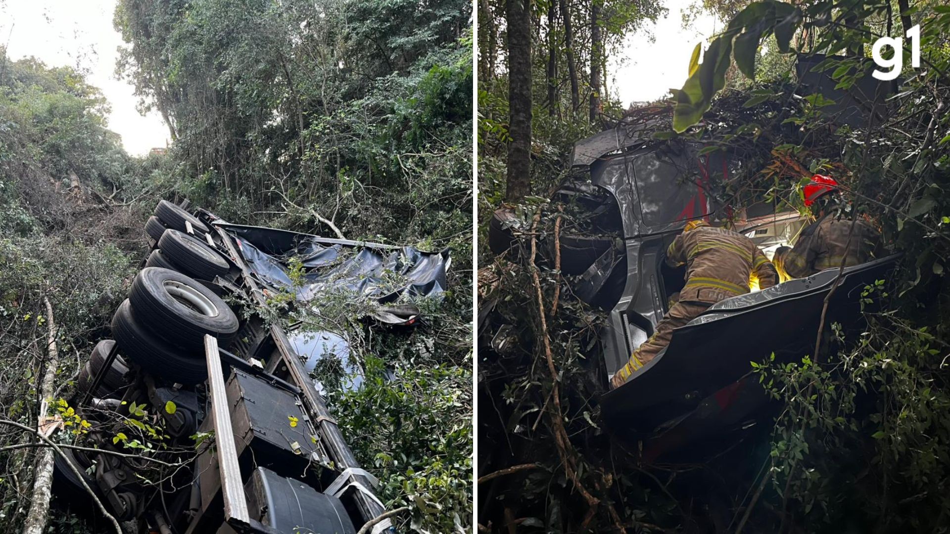 Caminhoneiro é resgatado após ficar 6 horas preso em ferragens depois de despencar de ribanceira no RS; veja VÍDEO