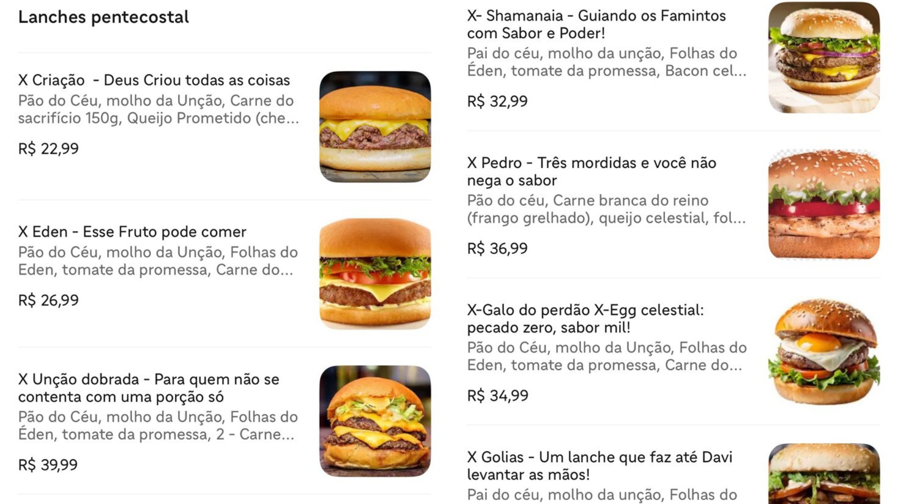 'X-Unção': hamburgueria evangélica vende 'lanches bíblicos' próximo a igreja, no Paraná