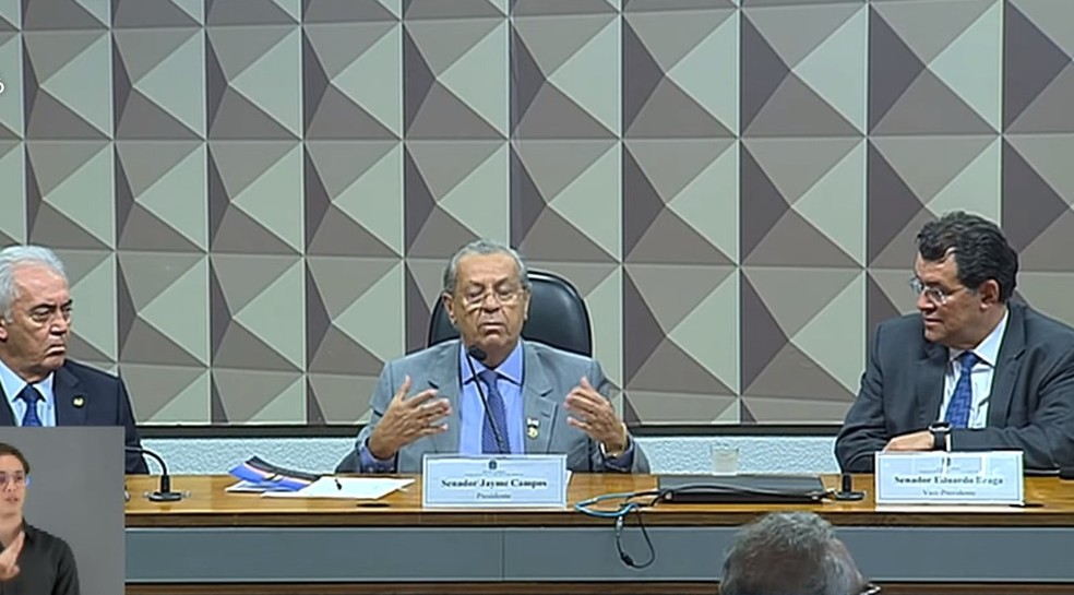 O presidente do Conselho de Ética do Senado, Jayme Campos (União-MT), na instalação do colegiado em março. — Foto: Reprodução/TV Senado