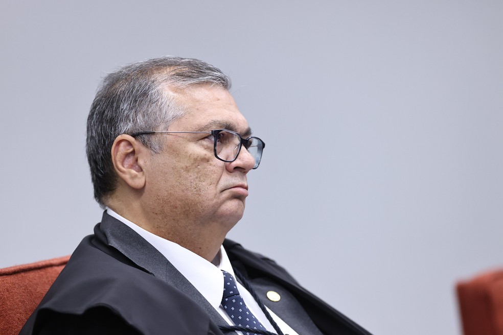 Ministro Flávio Dino durante sessão de julgamento da Primeira Turma do Supremo Tribunal Federal — Foto: Antonio Augusto/STF
