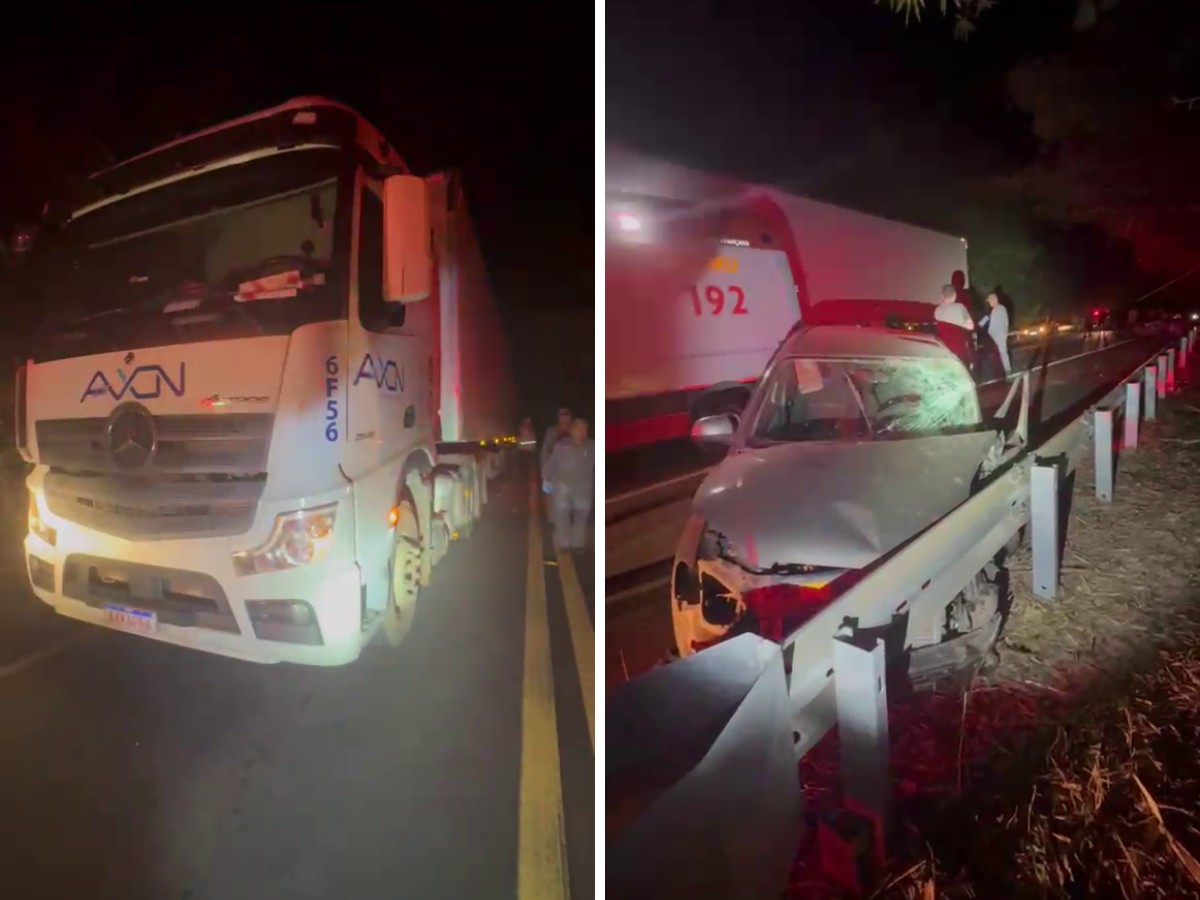 Batida entre carros e carreta deixa sete feridos na Rodovia SP-352, em Amparo