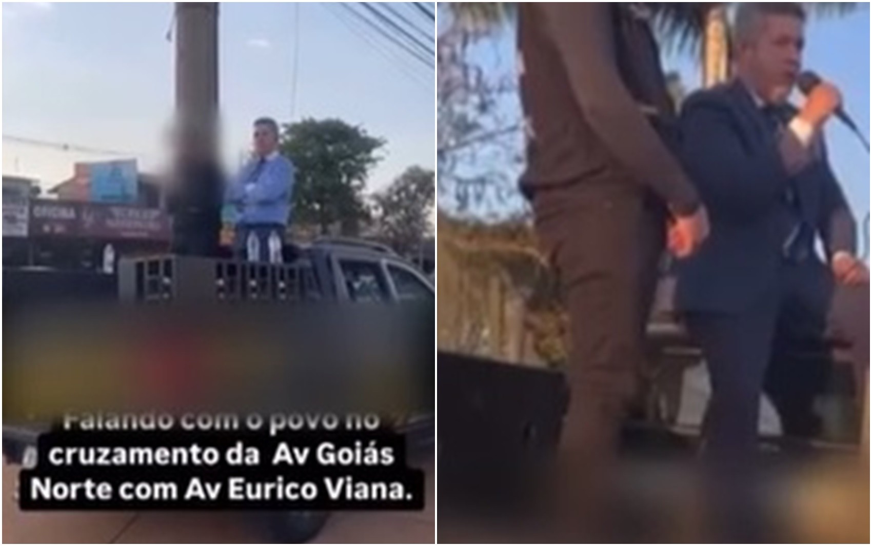 Presidente do Detran Goiás, delegado Waldir é filmado em cima de caminhonete estacionada sobre calçada durante campanha política