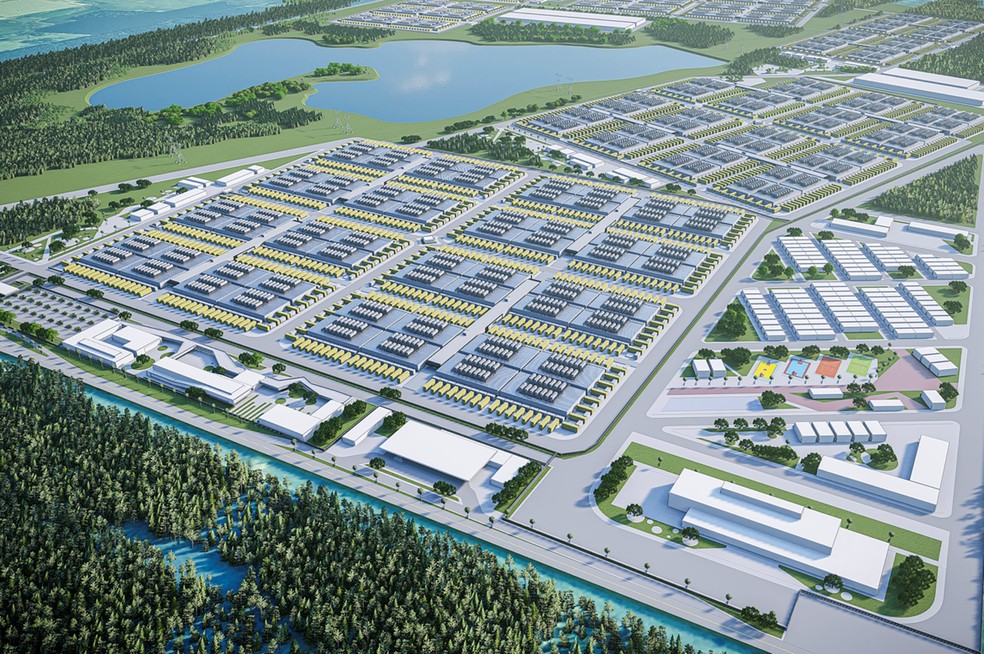 Projeto do Scala AI City, 'cidade' de servidores que será construída em Eldorado do Sul (RS) — Foto: Divulgação/Scala Data Centers