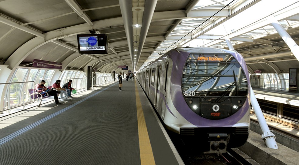 Trem da Linha 5-Lilás da ViaMobilidade. Concessionária não entrará no esquema de funcionamento da madrugada dos sábados. — Foto: Divulgação/Viamobilidade