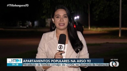 Seleção de famílias para moradias populares na Arso 92, em Palmas, inicia no dia 27