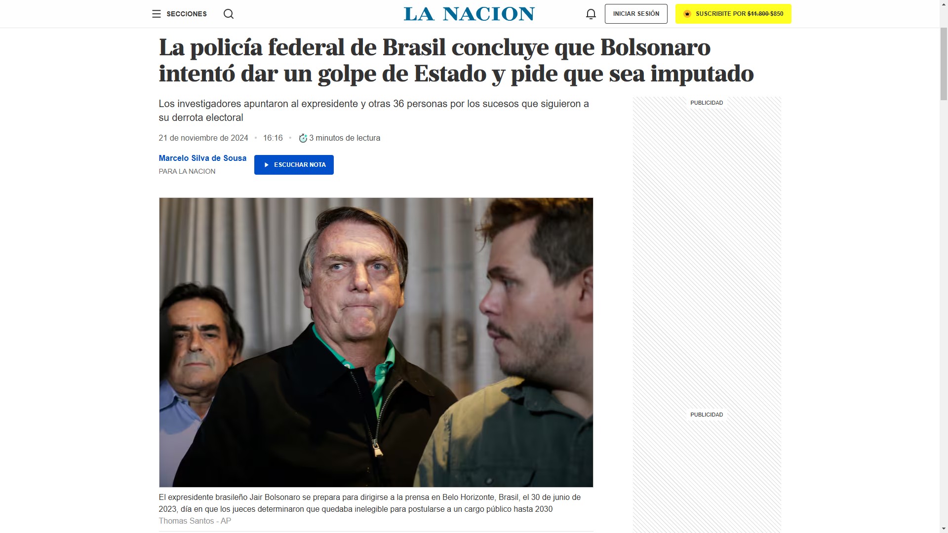 'Relógio começa a correr': Indiciamento de Bolsonaro repercute na imprensa internacional