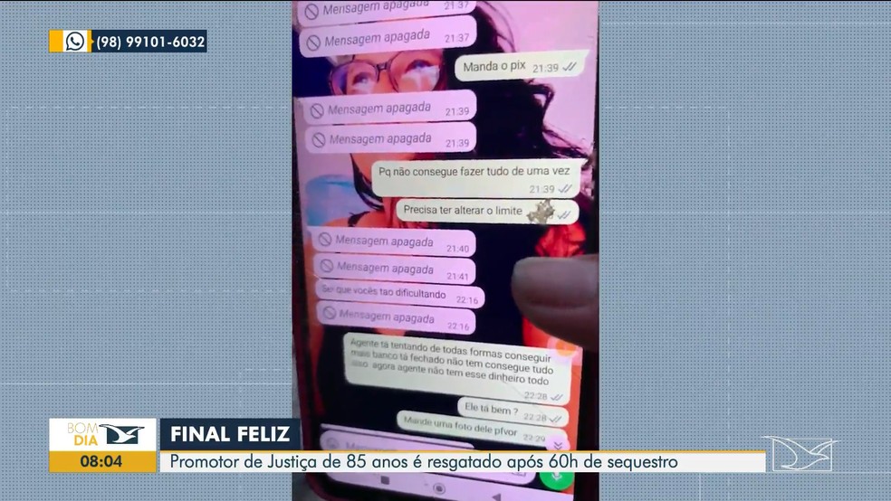 Poucas horas após o sequestro, os bandidos iniciaram os contatos com a família da vitima — Foto: Reprodução/TV Mirante