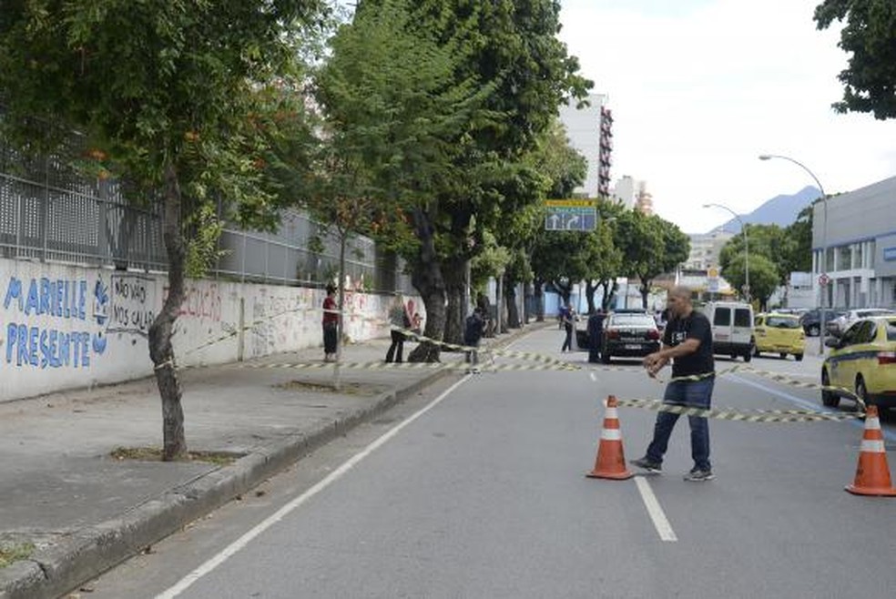 Rua no Estácio, região central do Rio, onde Marielle Franco e Anderson Gomes foram mortos — Foto: Tomaz Silva/Agência Brasil