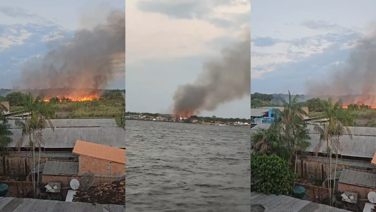 Incêndio de grandes proporções assusta moradores que tentam conter chamas em vila de Cametá