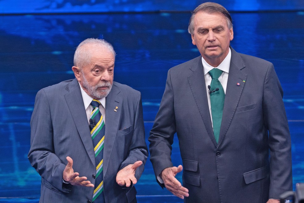 Lula e Bolsonaro participam durante debate eleitoral — Foto: Isaac Fontana/CJPress/Estadão Conteúdo