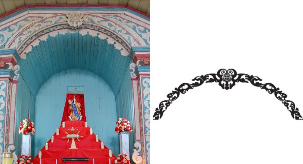 Ornamento do altar da Matriz de Nossa Senhora da Natividade e sua iconografia — Foto: Sebrae