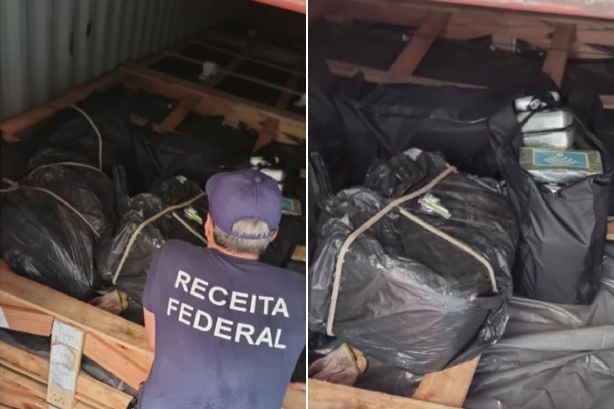 Receita Federal encontra 218 kg de cocaína em contêiner com couro no Porto de Santos