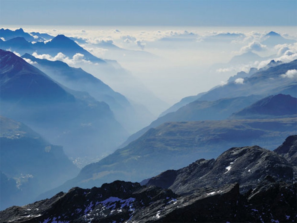 Imagem das montanhas que fazem parte dos Alpes suíços — Foto: Divulgação/MeteoSwiss