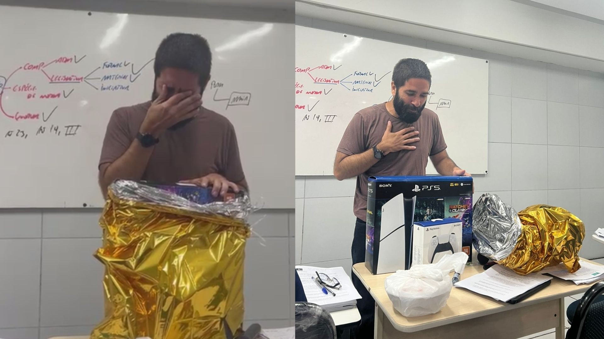 Professor ganha PlayStation 5 de alunos e se emociona com presente: 'Todo mundo tem uma criança dentro de si'; VÍDEO