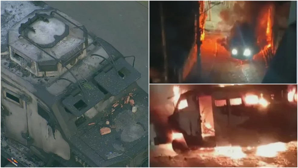 Caveirão destruído pelo fogo — Foto: Reprodução